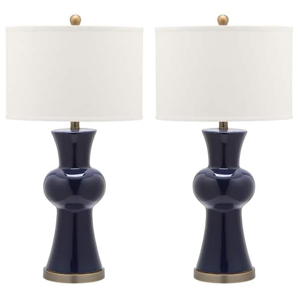 Navy Column Hourglass Table Lamp, Navy Blue Table Lamp Set