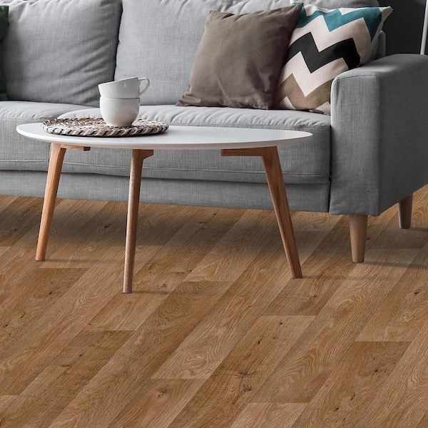 Acacia Brown Wood 12 MIL 13.2 ft. W x Cut to Length Waterproof Vinyl Sheet Flooring