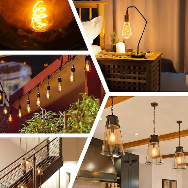 60-Watt Equivalent Vintage LED Edison Bulbs 4-Watt Antique LED Filament Bulb Warm White Non Dimmable 6-Pack