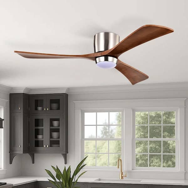 Jushua 52 in. door Nickel 3 Wood Blades Ceiling Fan with Remote