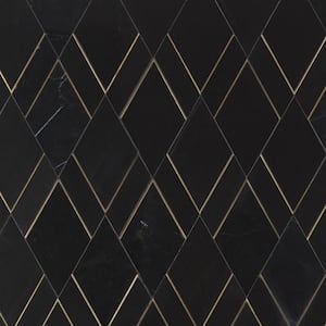 Mehko Nero 11.81 in. x 14.96 in. Polished Marble and Brass Wall Tile (1.22 sq. ft./Each)