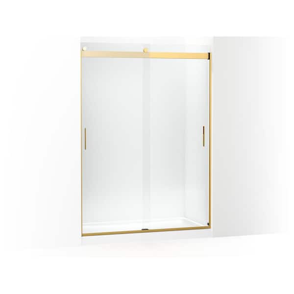 KOHLER Levity 57-60 in. W x 82 in. H Frameless Sliding Shower Door in Brushed Nickel with 3/8 in. Clear Glass