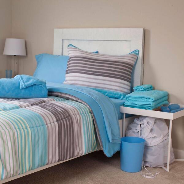 Lavish Home Monaco Reversible 25-Piece Full Dorm Linen Set in Blue