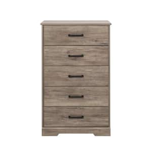 Rustic Ridge Brown 5-Drawer 18.5 in. D x 27.5 in. W x 43.5 in. H Dresser Chest of Drawers