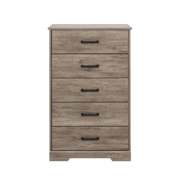 Prepac Rustic Ridge Brown 5-Drawer 18.5 in. D x 27.5 in. W x 43.5 in. H Dresser Chest of Drawers
