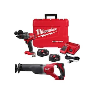 M18 Fuel 18-V Lithium-Ion Brushless Cordless 1/2 in. Hammer Drill Driver Kit with SAWZALL Reciprocating Saw