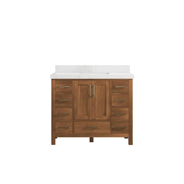 Willow Collections Malibu Teak 42 in. W x 22 in. D x 36 in. H Bath Vanity in Gold Teak with 2" Empira Quartz Top