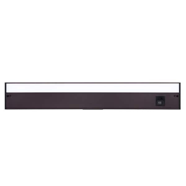 24 in. Hardwired/Plug-in Bronze Finish Dimmable Integrated LED Adjustable White CCT Linkable Under Cabinet Light