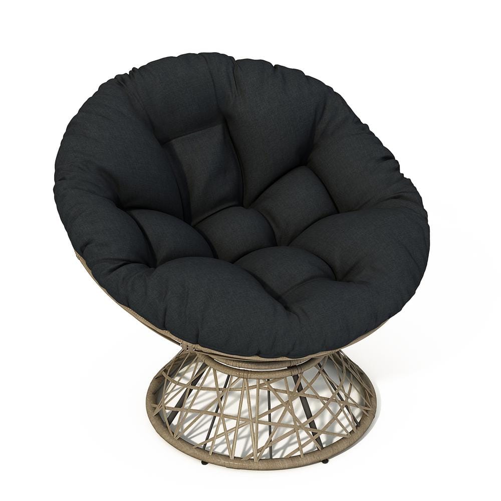 40 in. Ergonomic Wicker Papasan Chair-Cloud-Like Thick Cushion, Waterproof 