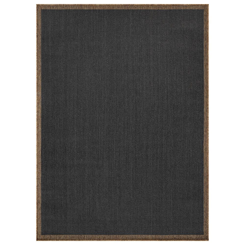 Border Dark Gray/Natural Easy-Care Jute-Style Indoor/Outdoor Flat Woven Area Rug 6 ft. 6 in. x 9 ft. Dark Gray price history on PriceWatchPro