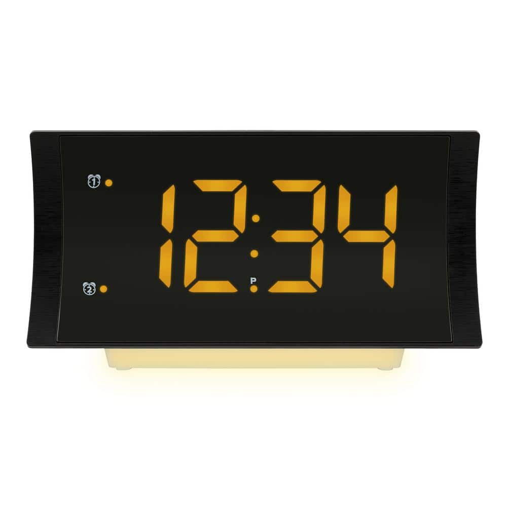 La Crosse Technology 617-89577-INT Curved LED Alarm Clock with Radio and Fast Charging USB Port