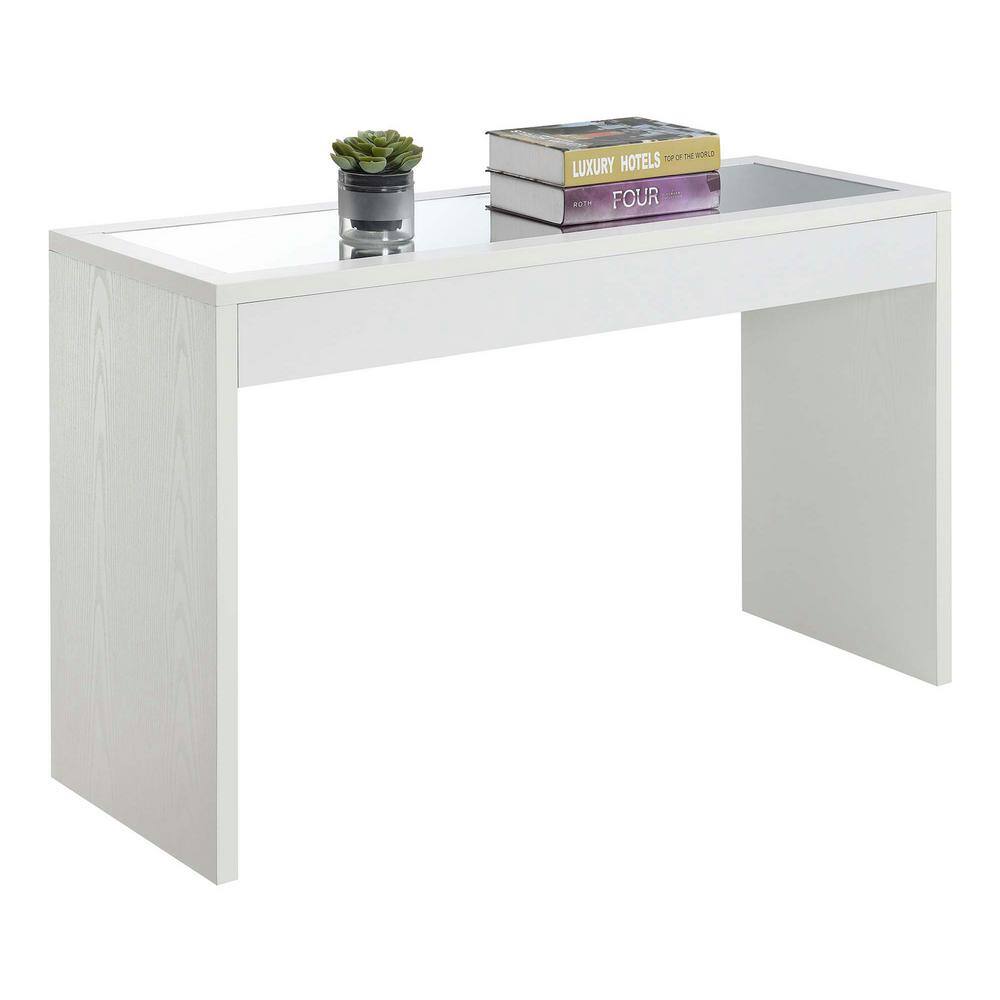 White Mirrored Wood and Metal Console Table