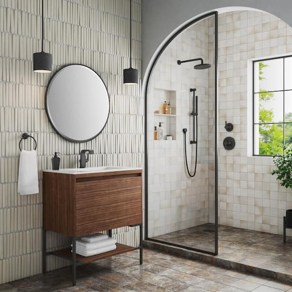 James Martin Vanities Mantova 31.5 in. W x 18.1 in. D x 35.4 in. H Single Bath Vanity Cabinet Without Top in Mid-Century Walnut