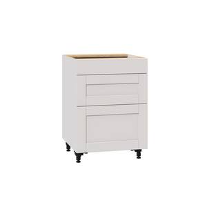 Shaker Assembled 24x34.5x24 in. 3-Drawer Base Cabinet with Metal Drawer Boxes in Vanilla White