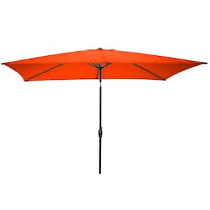 10 ft. Rectangular Patio Umbrella with Push Button Tilt in Orange