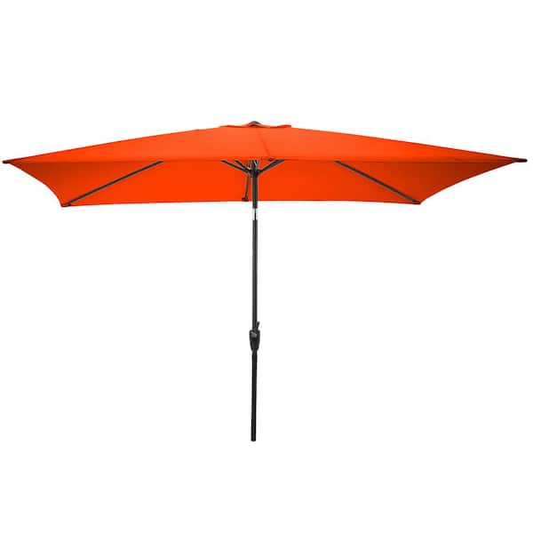 Pure Garden 10 ft. Rectangular Patio Umbrella with Push Button Tilt in Orange