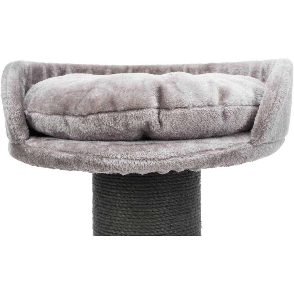 Gray Sisal 35" Cat Scratching Post with Plush Bed and Toy