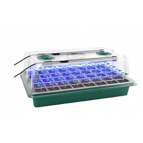 Seed Starter Tray with 80 Lamp Beads Grow Light Humidity Dome for Plant Propagation and Seeds Growing Starting (2-Pack)