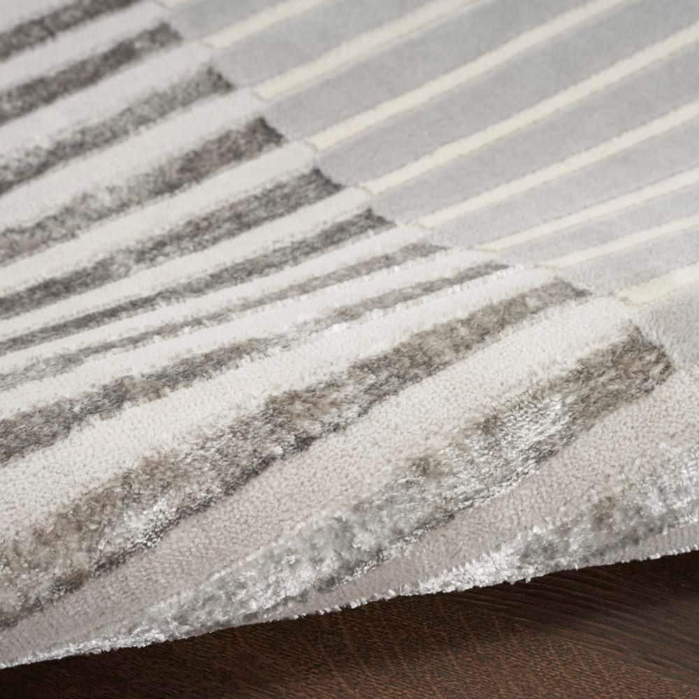 Silver Grey Striped 5' x 7' Synthetic Area Rug