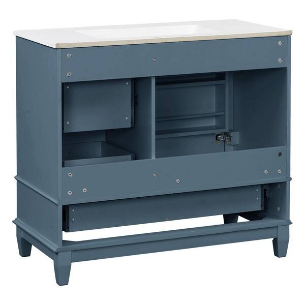 Ziyudura 36 in. Single Sink Freestanding Blue Bath Vanity with