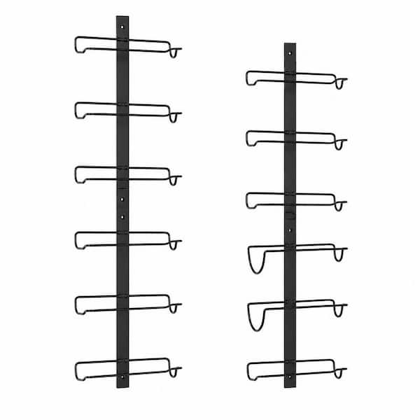 Black Metal Wall Mounted Detachable 12 Bottle Wine Rack Organizer for Kitchen Dining Room Bar Cellar