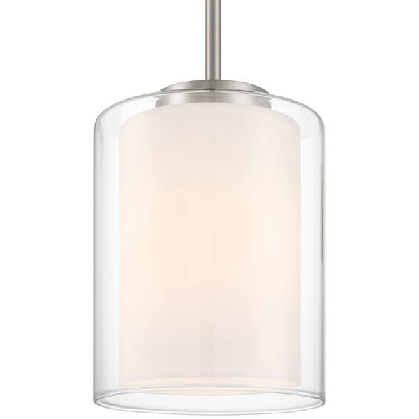 Access Lighting - Seville 1-Light Brushed Steel Standard Pendant Light with Glass Shade