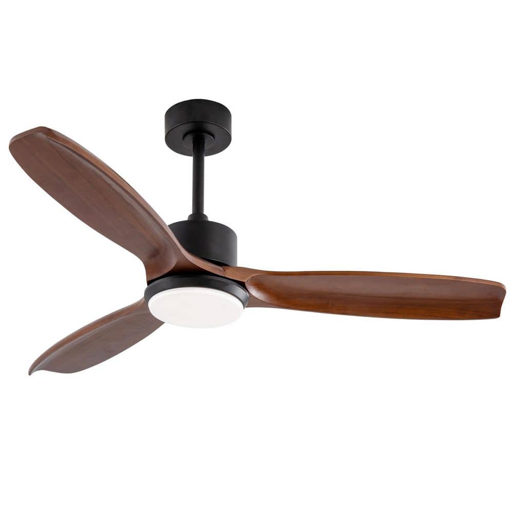 52 in. Indoor Black Downrod Mount Standard Solid Wood Blade Ceiling Fan with Light and Remote Control price history on PriceWatchPro