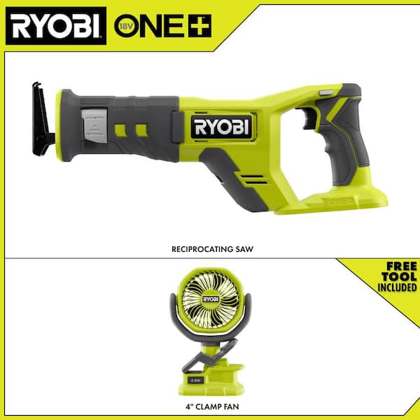 ONE+ 18V Cordless Reciprocating Saw with ONE+ 18V Cordless 4 in. Clamp Fan (Tools Only)
