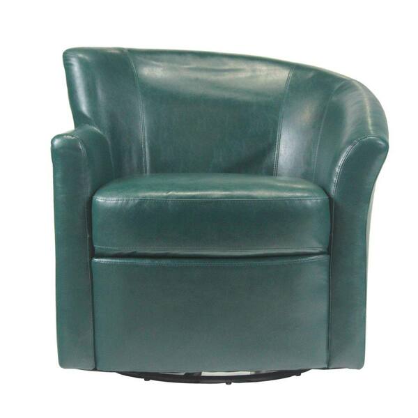 Elegant Home Fashions Angel Chair 32.5 in. W x 33 in. D x 32.5 in. H Teal Bonded Leather Swivel Right Arm Chair-DISCONTINUED