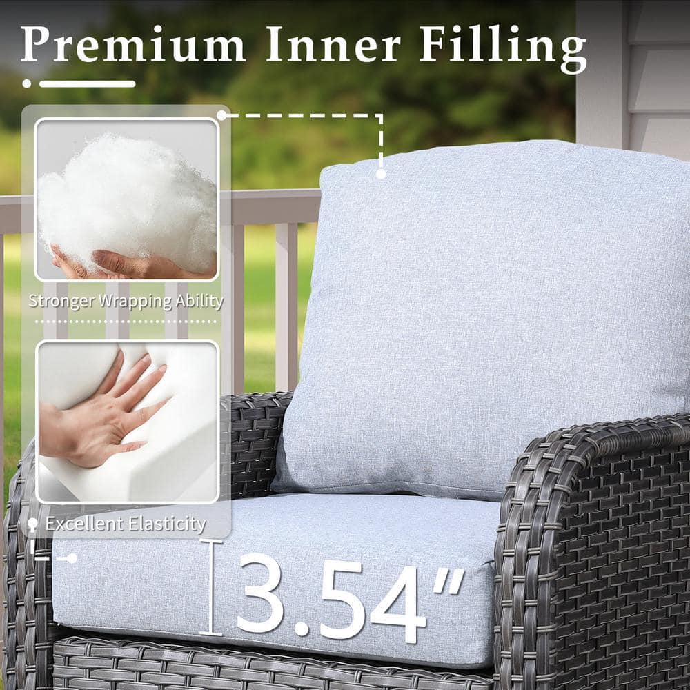 Toject Denali Gray 4-Piece 4-Seat Wicker Modern Outdoor Patio Conversation Sofa Seating Set with Light Gray Cushions GNDS404