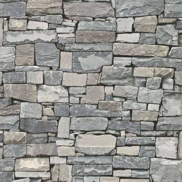 Advantage Wrangell Grey Stacked Slate Washable Wallpaper Sample