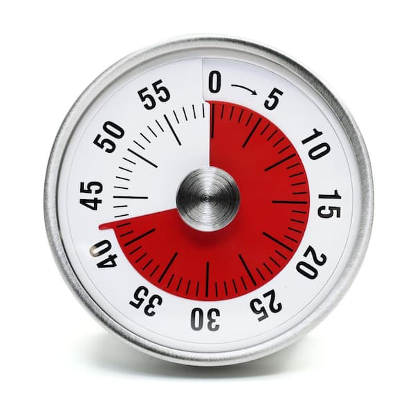 White Visual Dial Mechanical Timer with Magnetic Back, Loud Alarm, 60-Minute Countdown for Kitchen Study Work