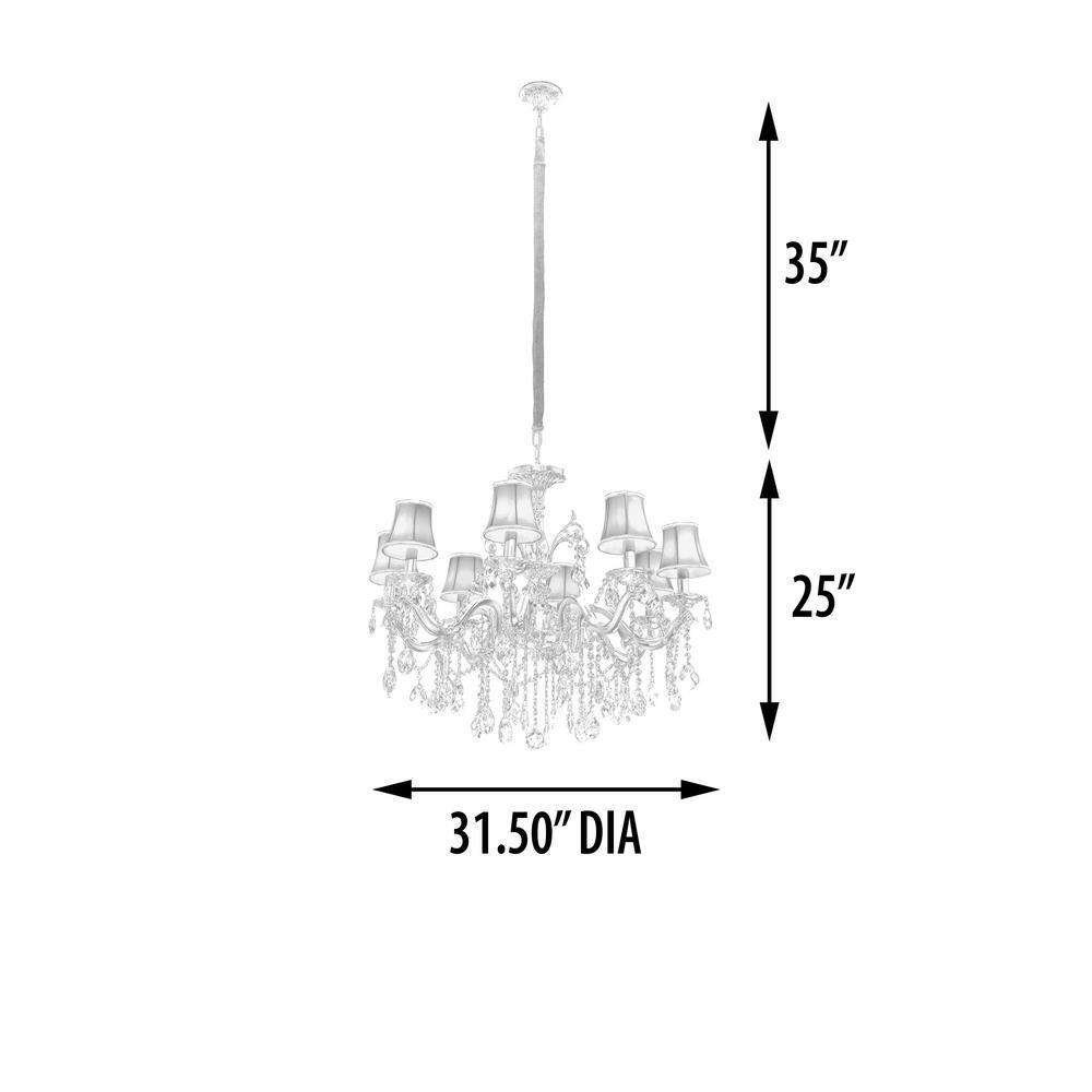 Elegant Gold and Crystal 12-Light Empire Chandelier