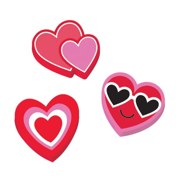 Amscan 0.625 in. Valentine's Day Mini Eraser Assortment (144-Count, 6-Pack)