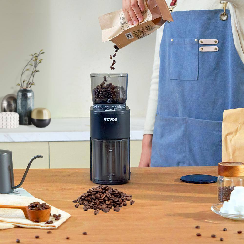 Black Electric Stainless Steel Conical Burr Coffee Grinder