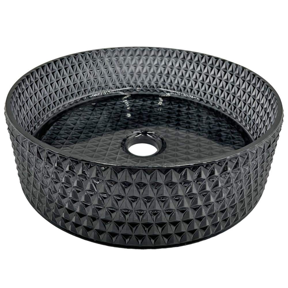 Scotch 16" Black Tempered Glass Circular Vessel Sink