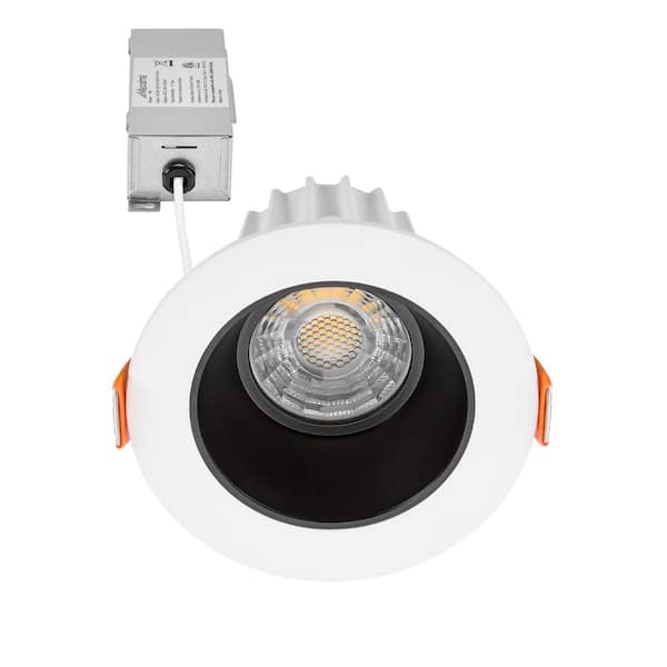 2 in. Slim Round Recessed Anti-Glare LED Downlight, White Trim Black Baffle, Canless IC Rated, 600 Lumens, 5 CCT