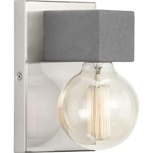 Mill Beam Collection 1-Light Brushed Nickel Industrial Wall Light