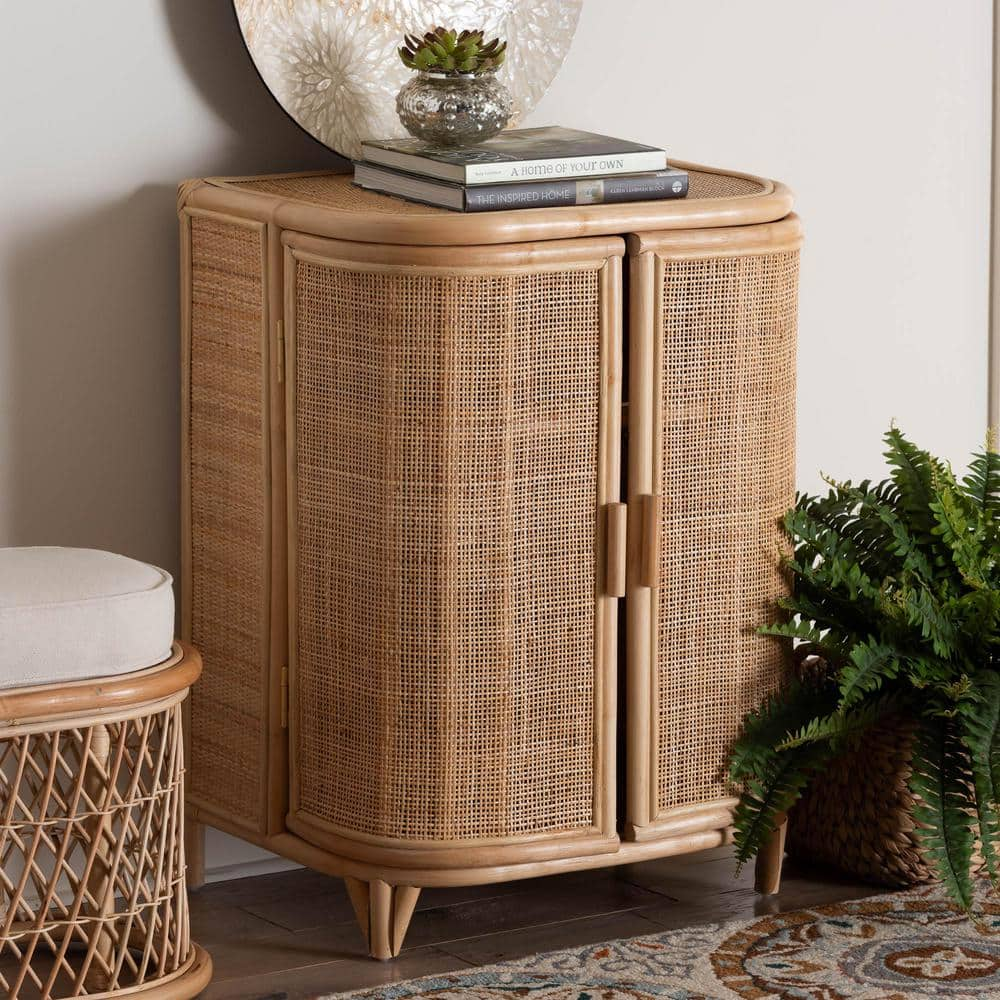 bali & pari Yanka Bohemian Natural Rattan Storage Cabinet