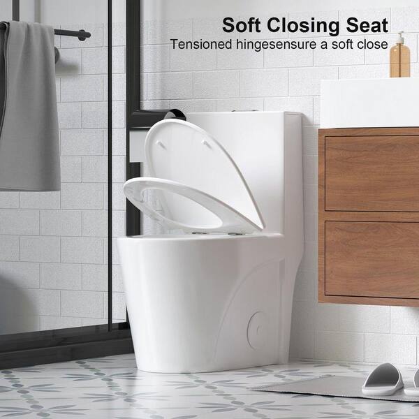 洋式便器 Dual Flush 1-Piece Toilet 1.1/1.6 GPF, 12 in. Elongated Bowl with