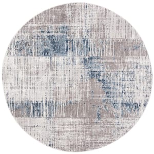 Craft Gray/Blue 7 ft. x 7 ft. Round Abstract Area Rug