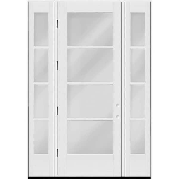 Steves & Sons Legacy 64in. x 96in. Icon 4L Modern ClearGlass RHOS Unfinished Fiberglass Prehung Front Door w/2-12 in. SLs & 4 in. Jamb