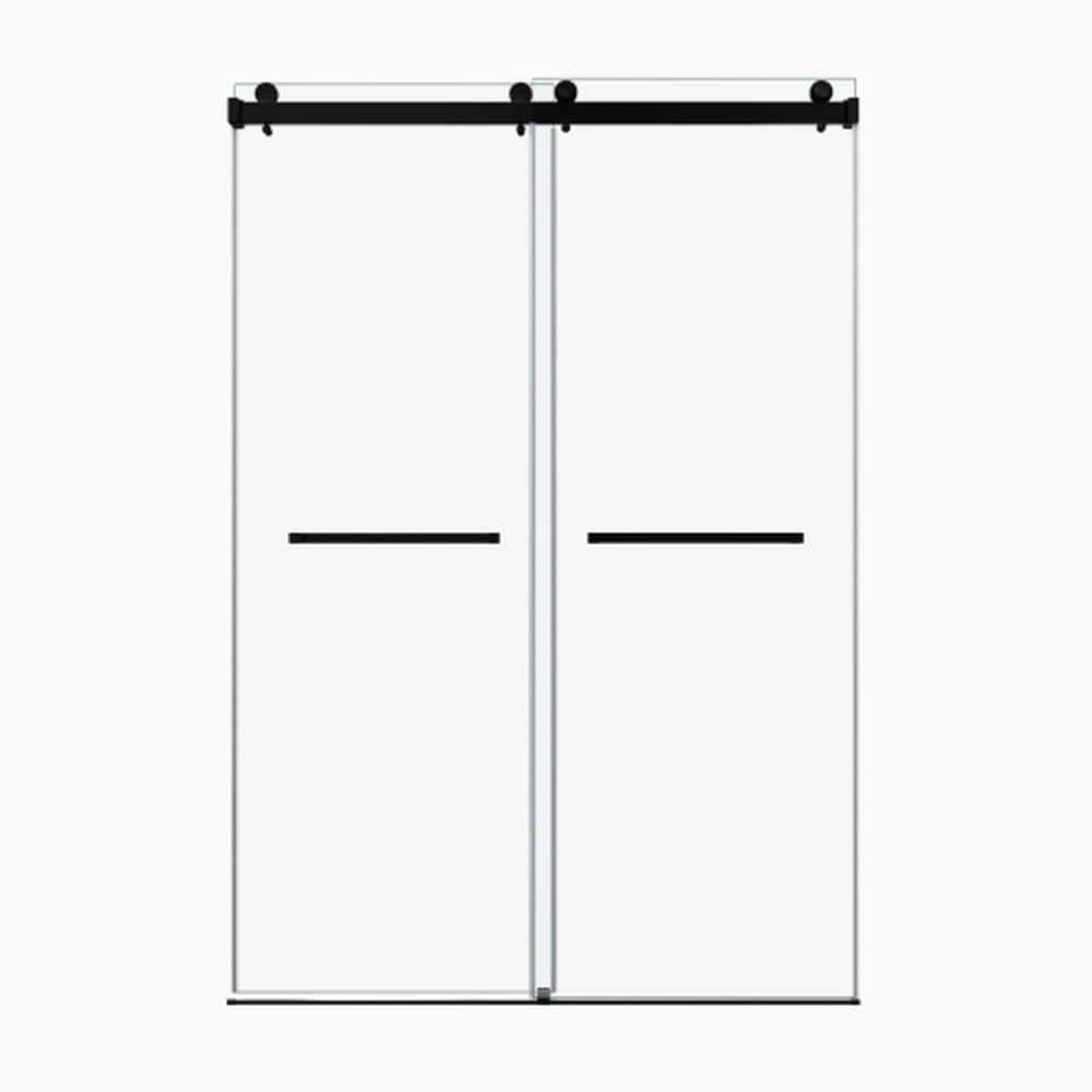 66 In W x 66 In H Frameless Double Sliding Shower Door, 3/8 In 10mm SGCC Glass, Matte Black Hardware price history on PriceWatchPro