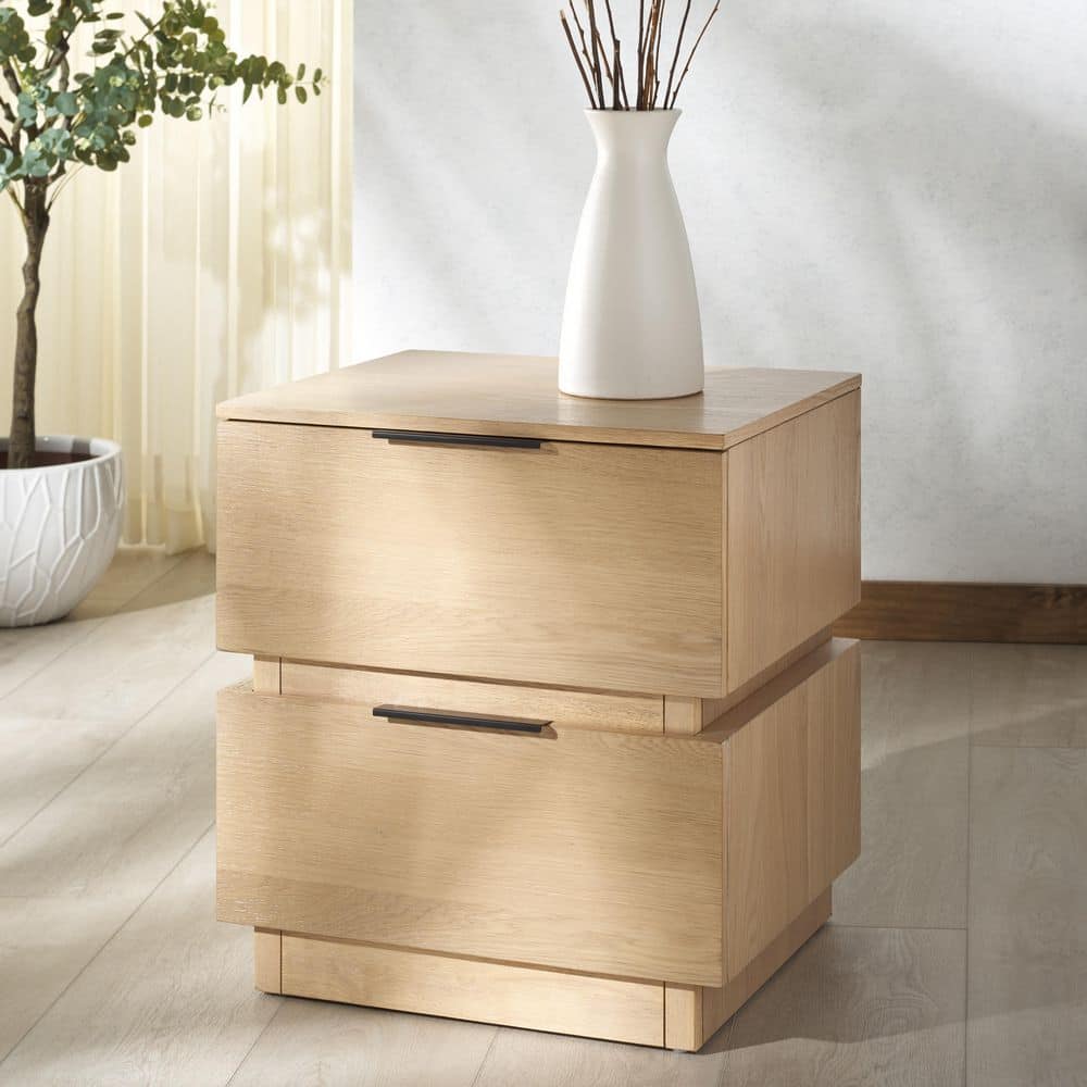 Titus Oak 2 Drawer Nightstand