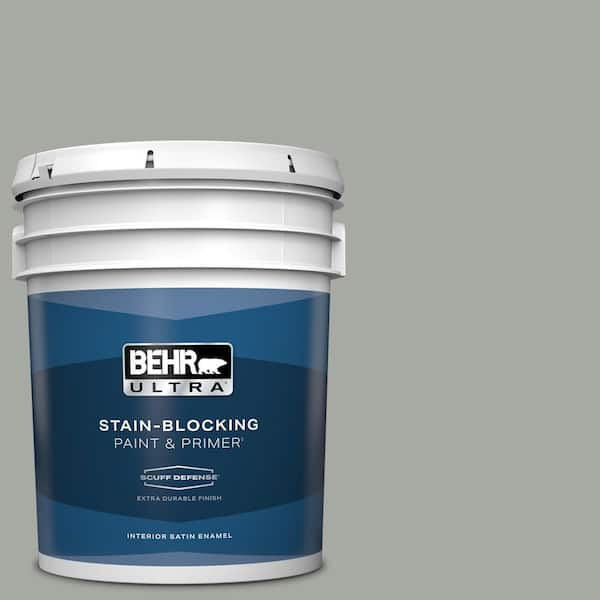 BEHR ULTRA 5 gal. #ECC-35-1 Silver Clouds Extra Durable Satin Enamel Interior Paint & Primer