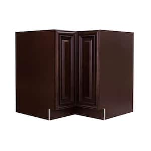 Edinburgh Espresso Plywood Raised-Panel Stock Assembled Lazy-Susan Kitchen Cabinet (33 in. W x 34.5 in. H x 24 in. D)
