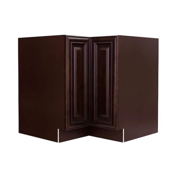 LIFEART CABINETRY Edinburgh Espresso Plywood Raised-Panel Stock Assembled Lazy Susan Kitchen Cabinet (36 in. W x 34.5 in. H x 24 in. D)