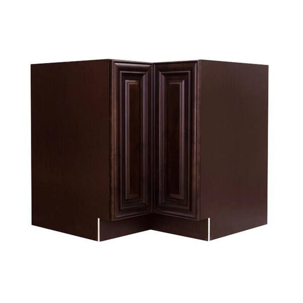 LIFEART CABINETRY Edinburgh Espresso Plywood Raised Panel Stock Assembled Base Corner Kitchen Cabinet (45 in. W x 34.5 in. H x 24 in. D)