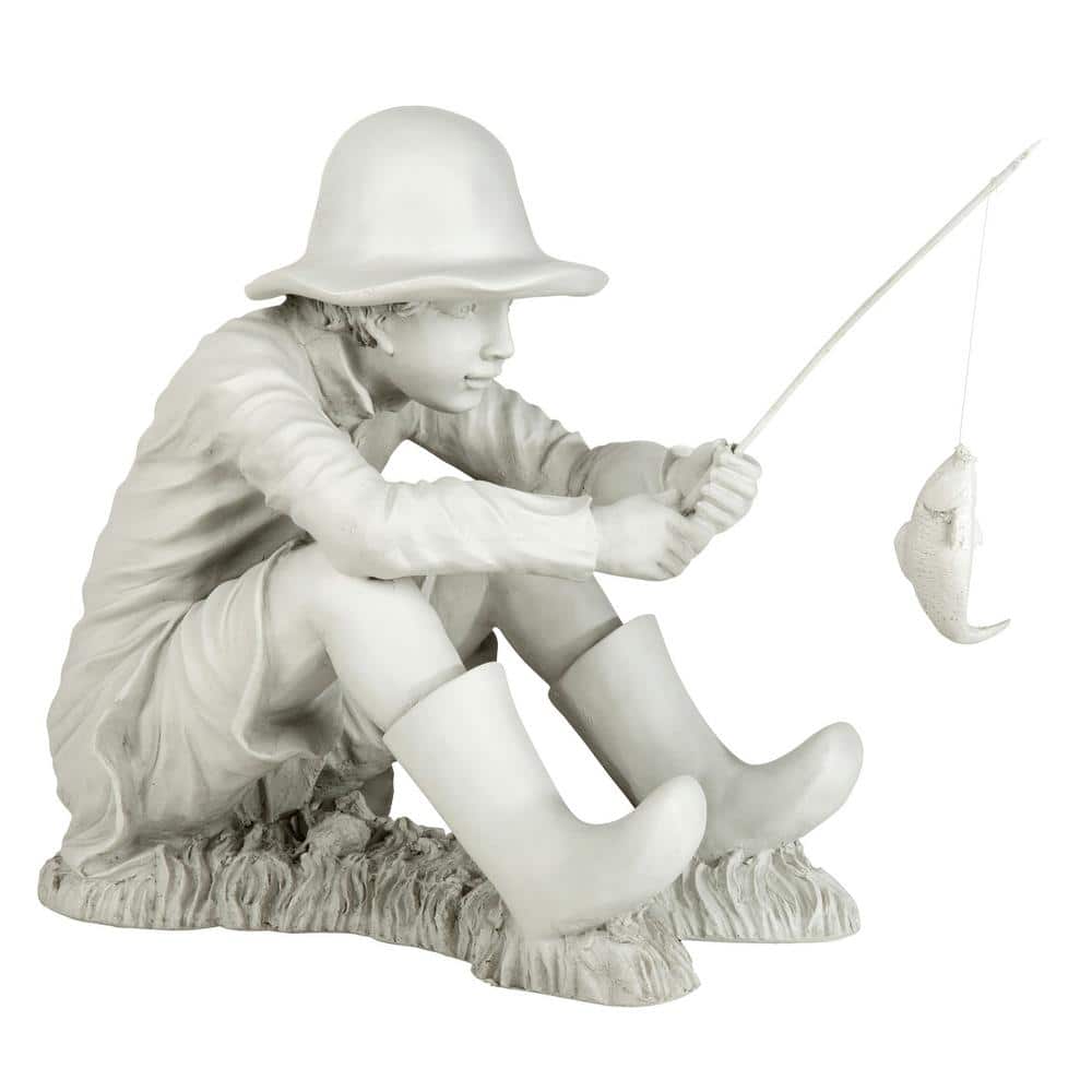 15CM Fishing Boy Garden Statue Fisherman Resin Sculpture Pool Home