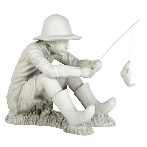 Design Toscano 17 in. H Gone Fishing Fisherman Statue